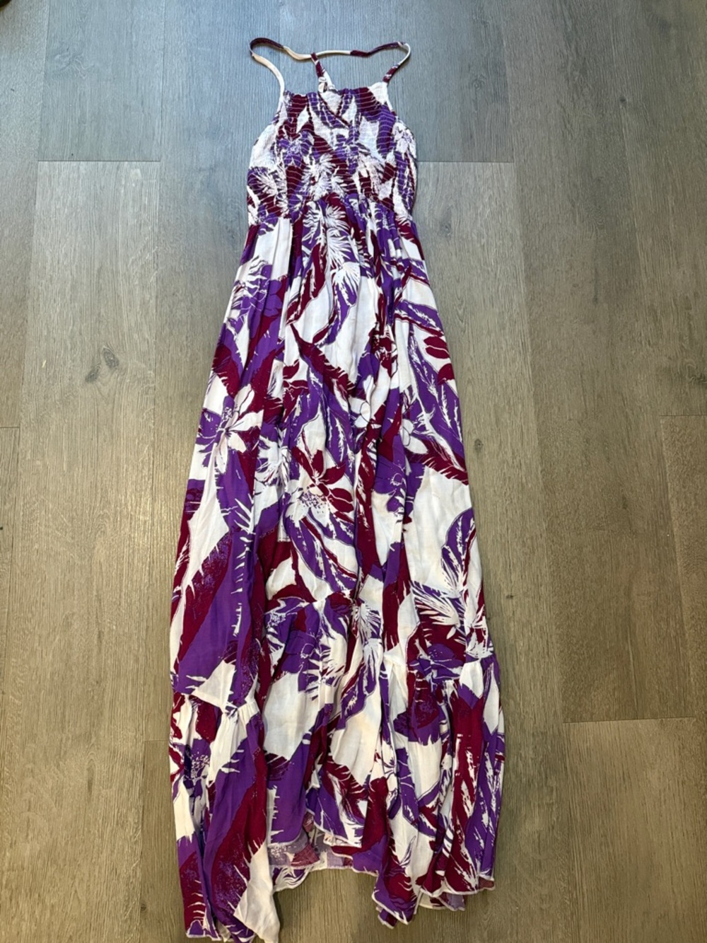 Free People Purple & White Printed Maxi Dress